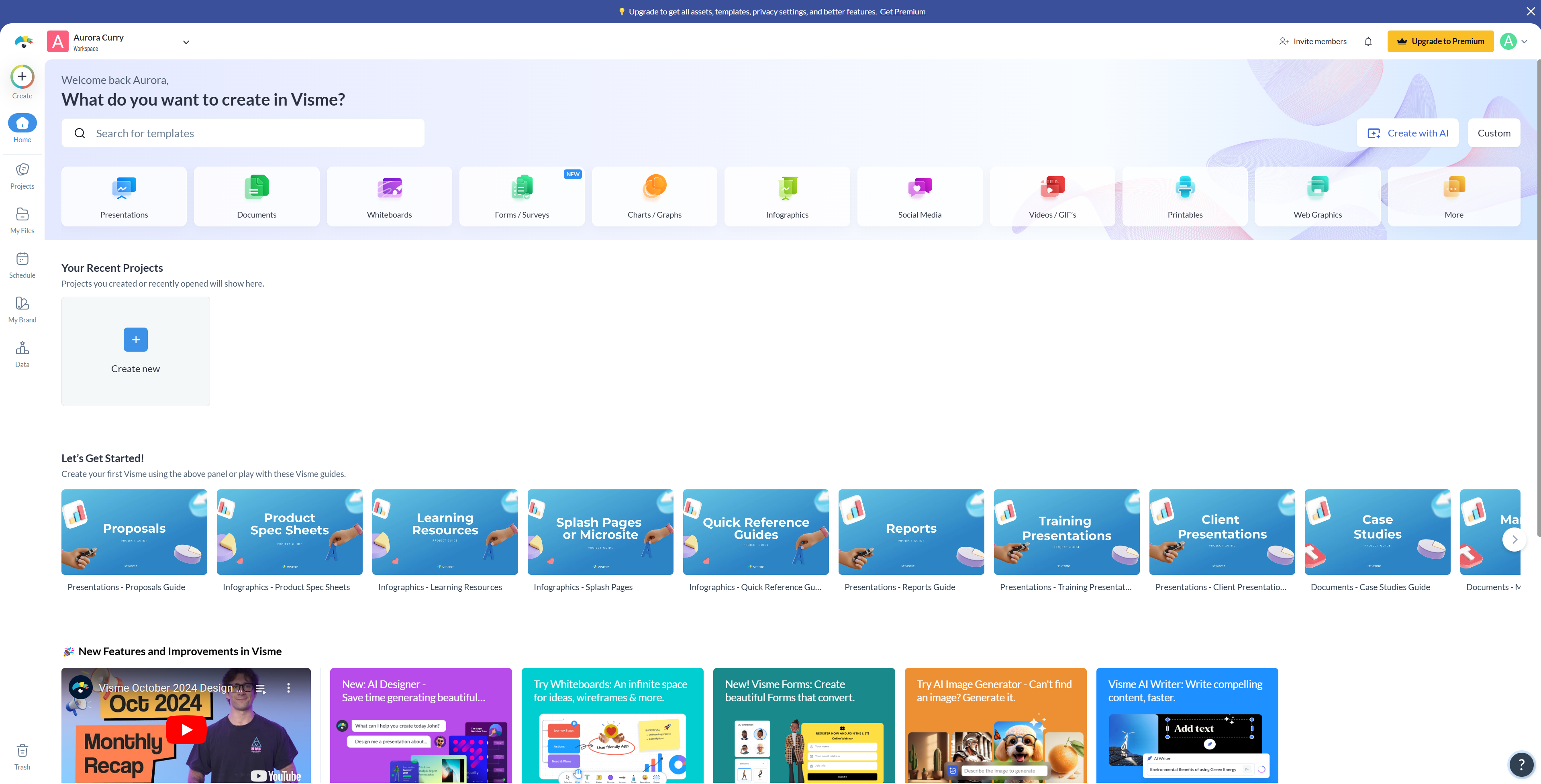 Visme AI Designer product features