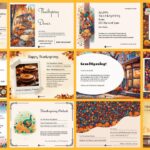 A collection of Thanksgiving-themed postcards featuring festive designs with autumn motifs.