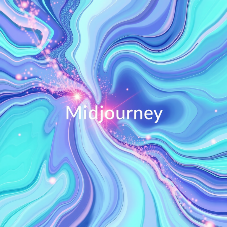 Abstract swirling design in pastel colors with the word "Midjourney" in the center.