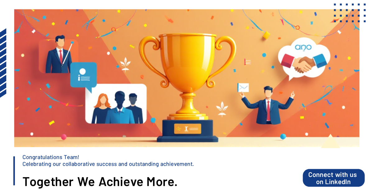 Screenshot of MolyPix.AI's LinkedIn post maker showcasing a 'team achievements' template with customizable text and vibrant design elements, created in under five minutes."