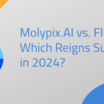 A graphic with puzzle piece design elements and the text "Molypix.AI vs. Flux AI: Which Reigns Supreme in 2024?"