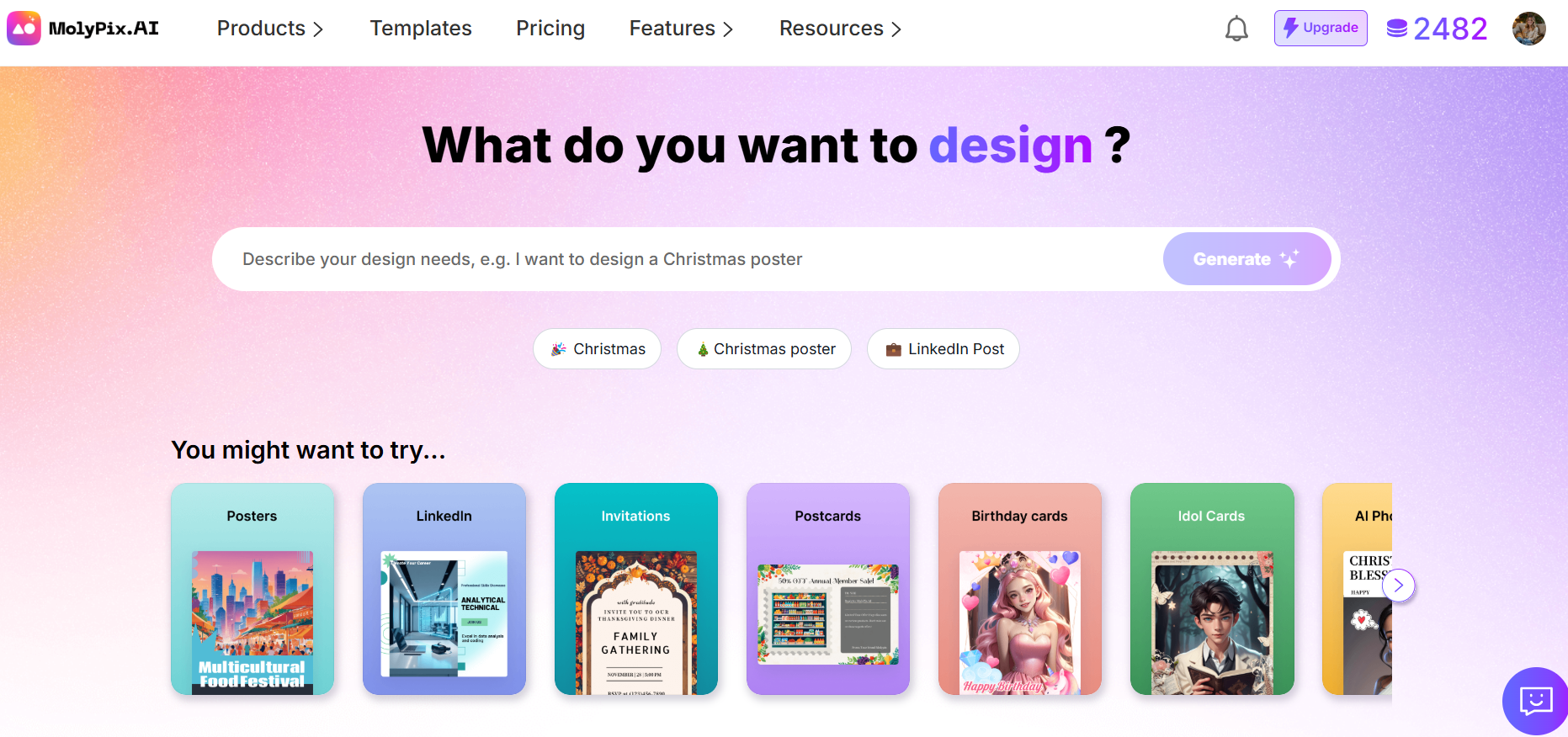 MolyPix.AI - One of free AI Canva alternatives for quick and customizable social media design.