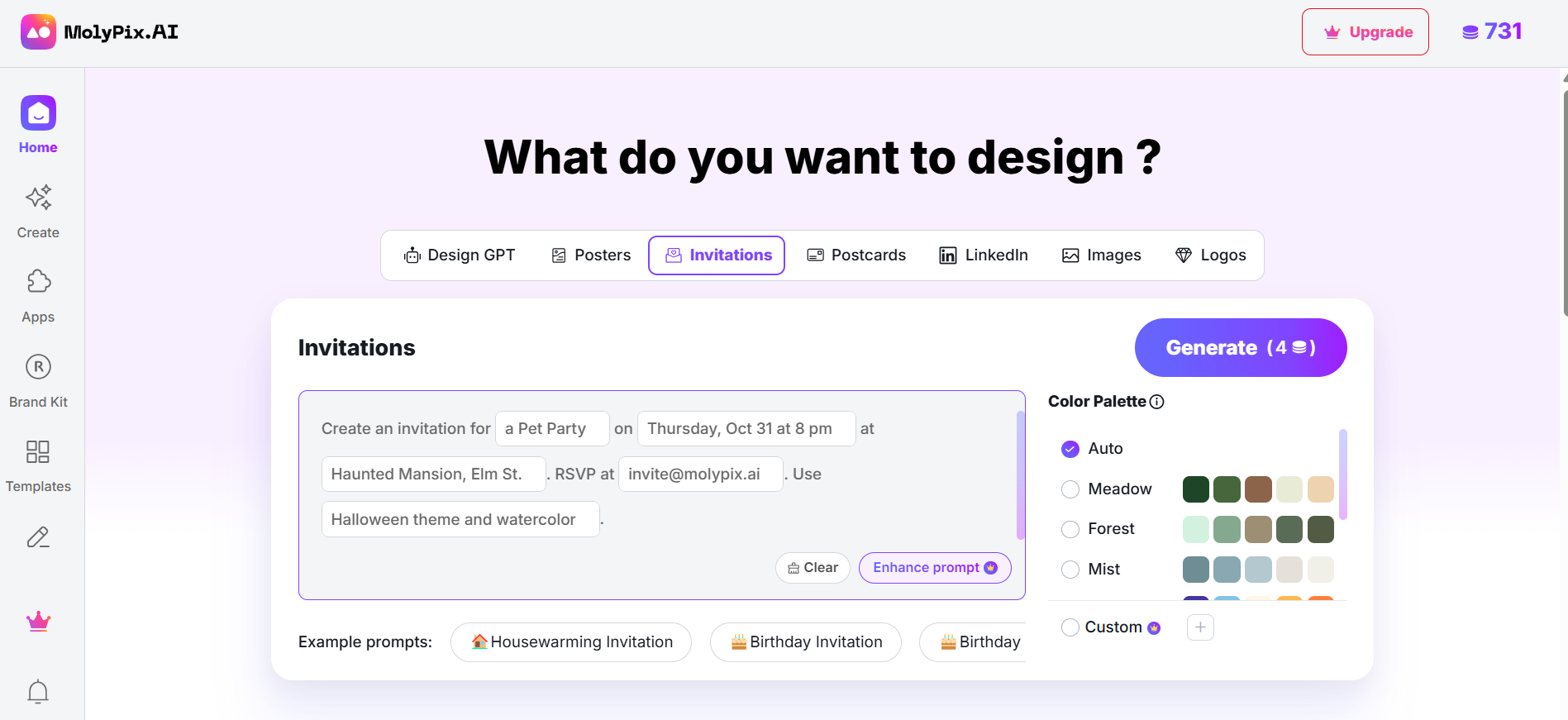 molypix.ai invitation maker