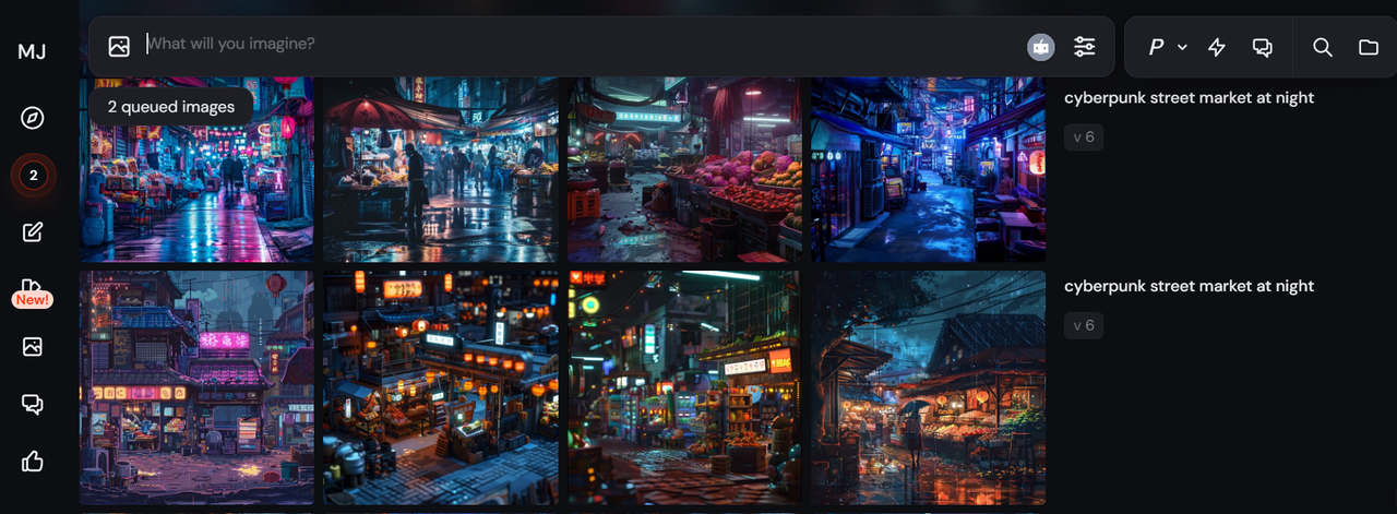 midjourney cyberpunk street market