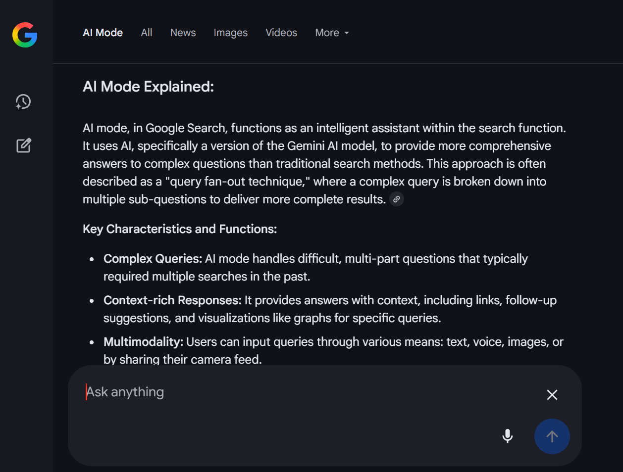AI Mode explained by Google AI Mode