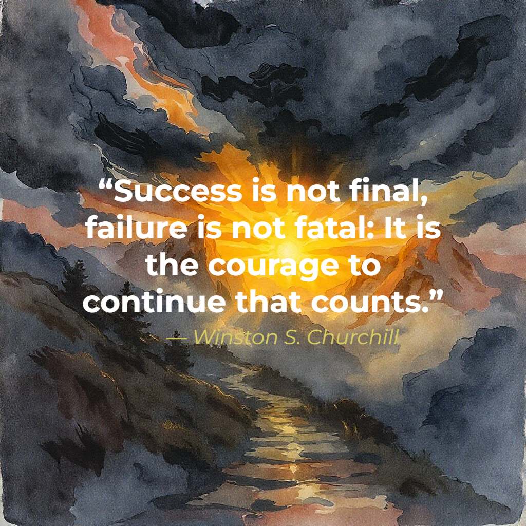 “Success is not final, failure is not fatal: It is the courage to continue that counts.” — Winston S. Churchill