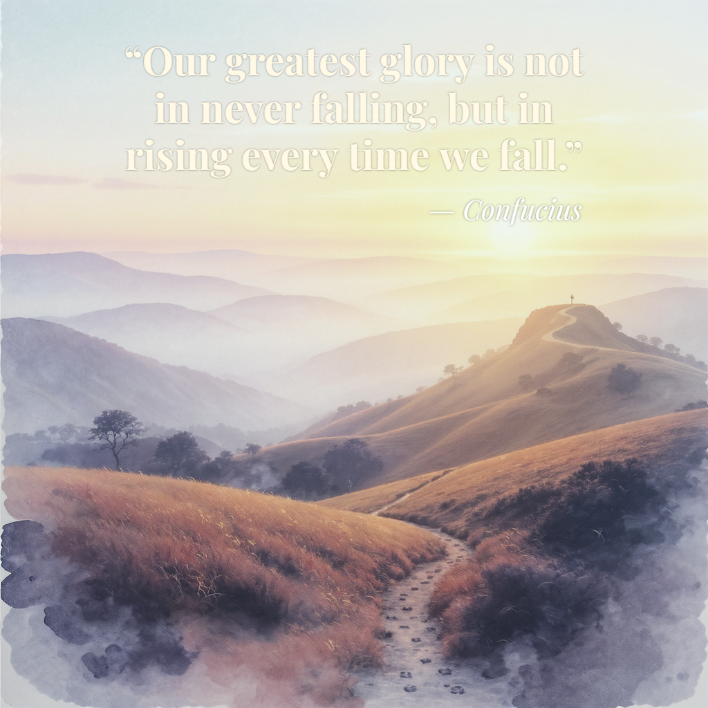 “Our greatest glory is not in never falling, but in rising every time we fall.” — Confucius